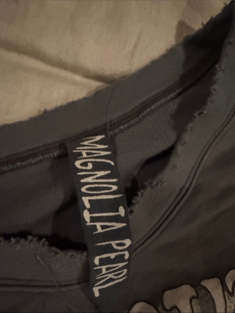 Magnolia Pearl Black Raw-Edge Graphic Top - Picture 2 of 5